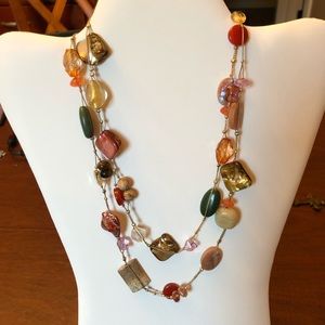 Lia Sophia stone, bead & crystal long necklace